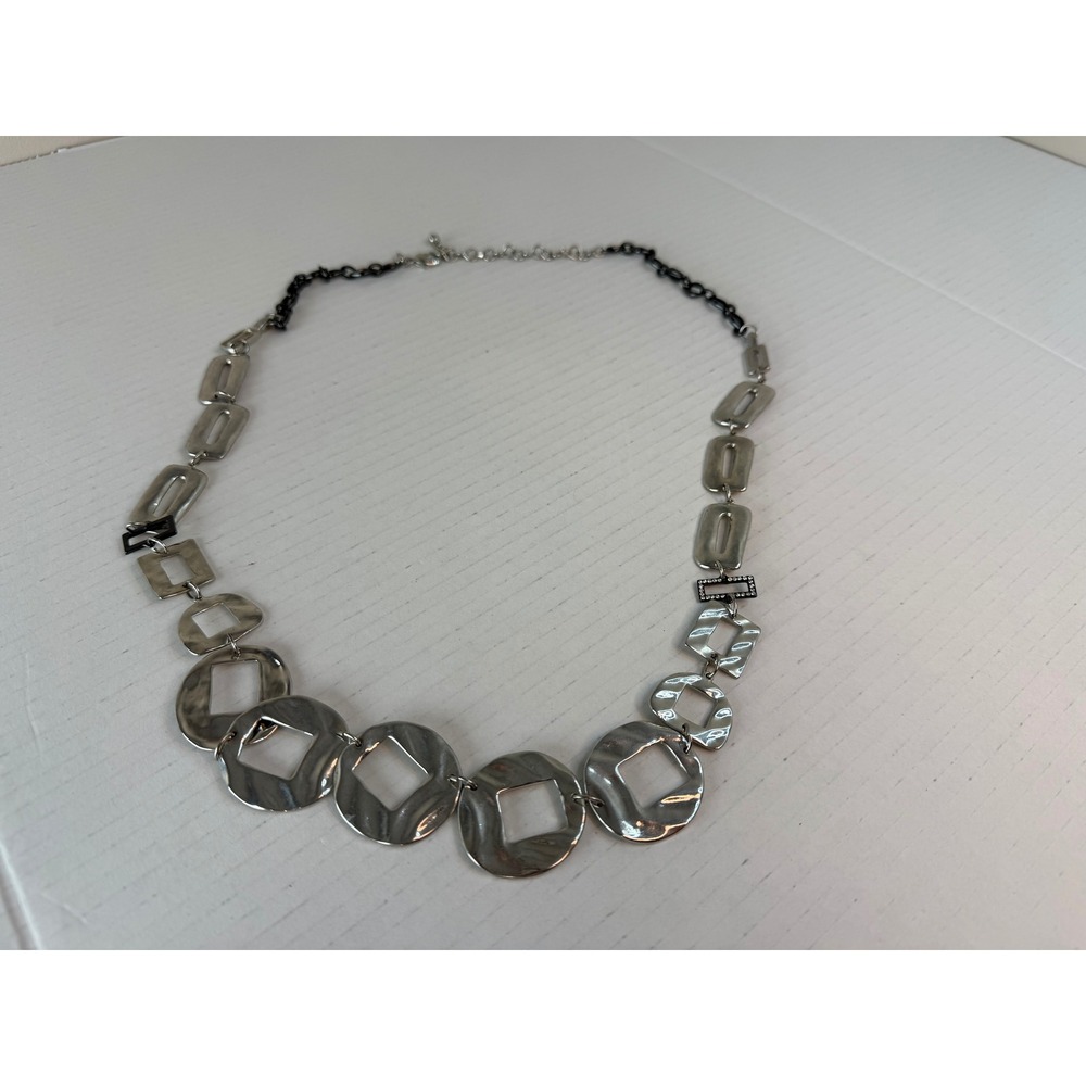 Chico's Silver Tone Metallic Circles Chain Belt Small